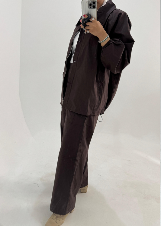 Nova Brown Bomber Jacket Over Size With Trouser