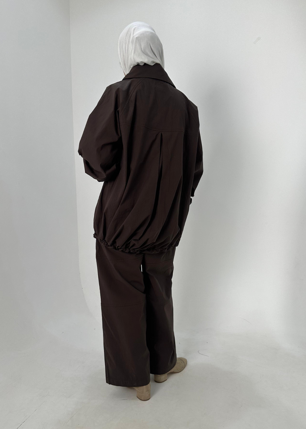 Nova Brown Bomber Jacket Over Size With Trouser