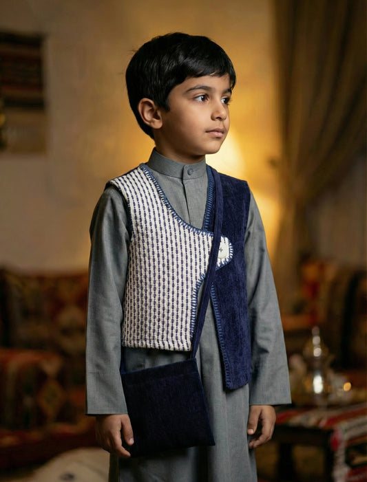 Boys’ Navy And White Gergean Vest With Bag Al Jazeera