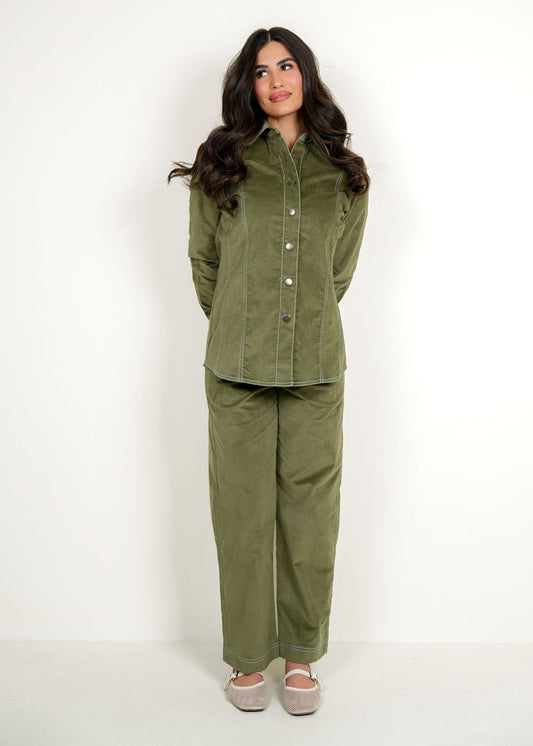 7974 Olive Green Set For Women
