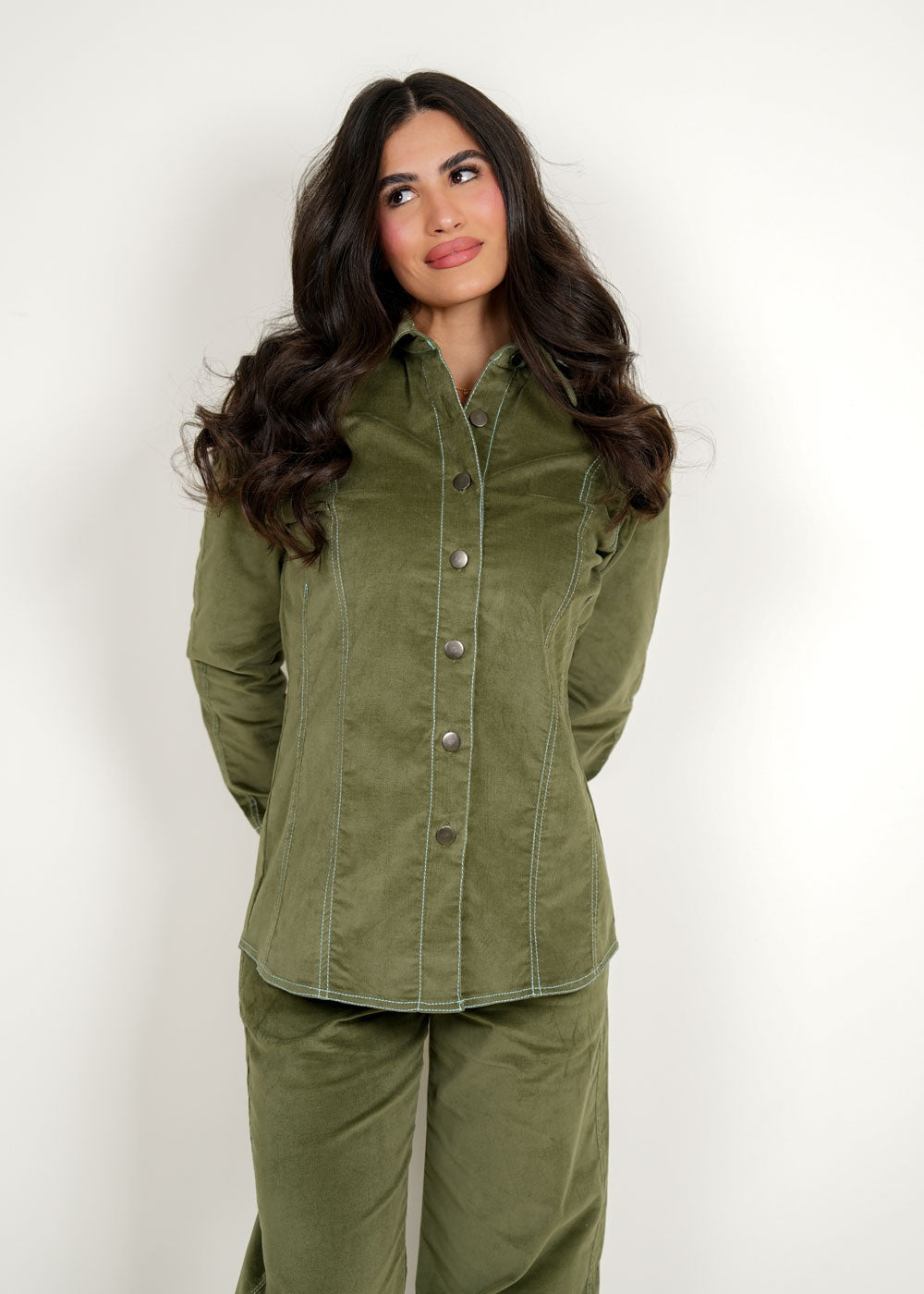 7974 Olive Green Set For Women
