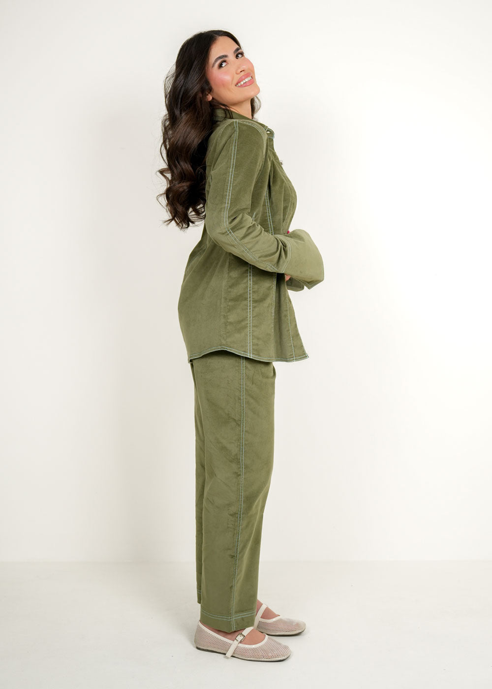 7974 Olive Green Set For Women