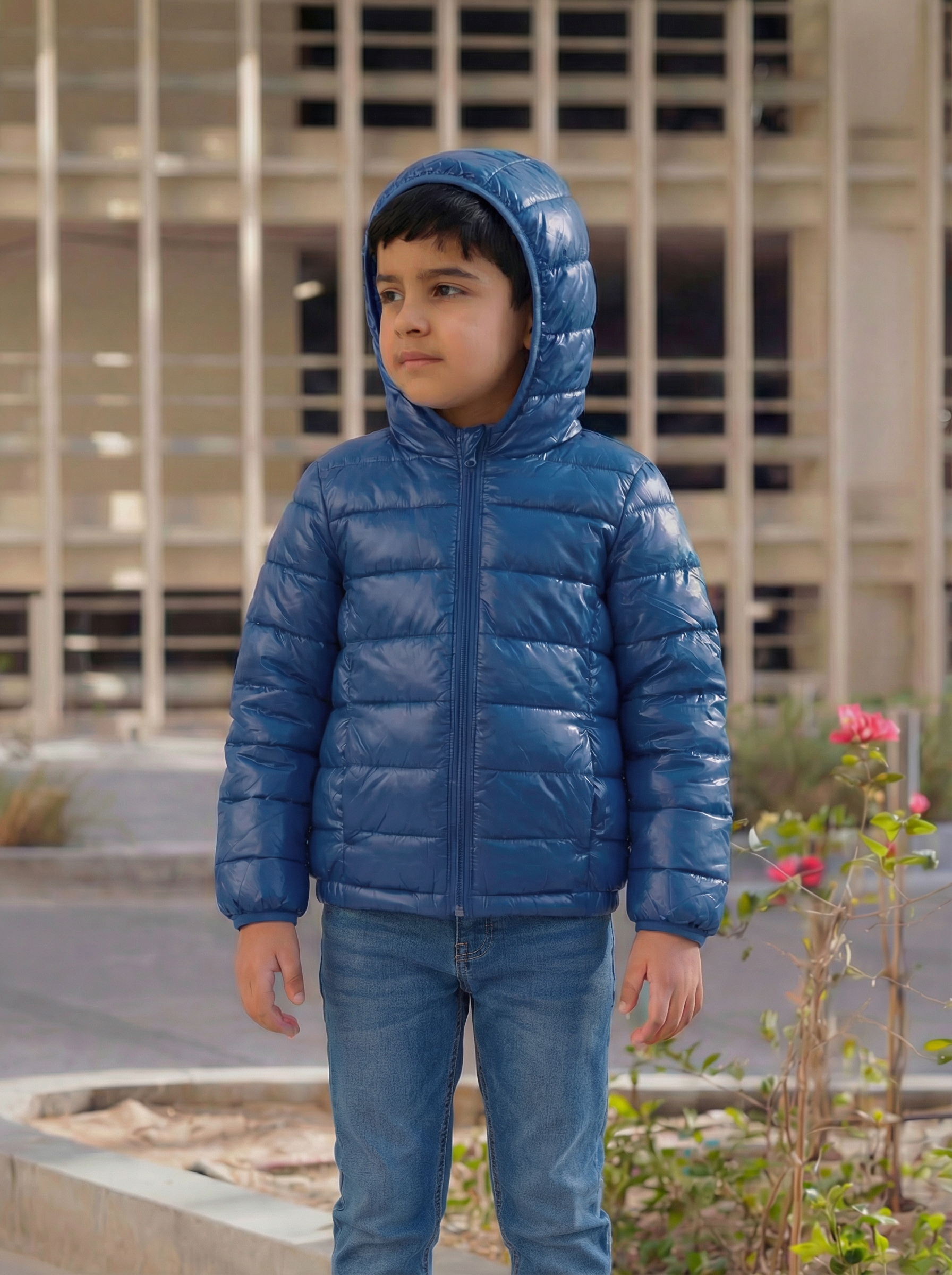 Multi-Color Winter Jacket With Hoodie For Kids