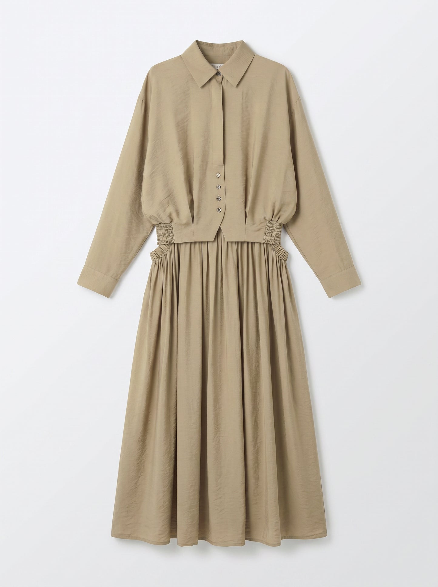 8281 Olive Shirt And Skirt Set For Women