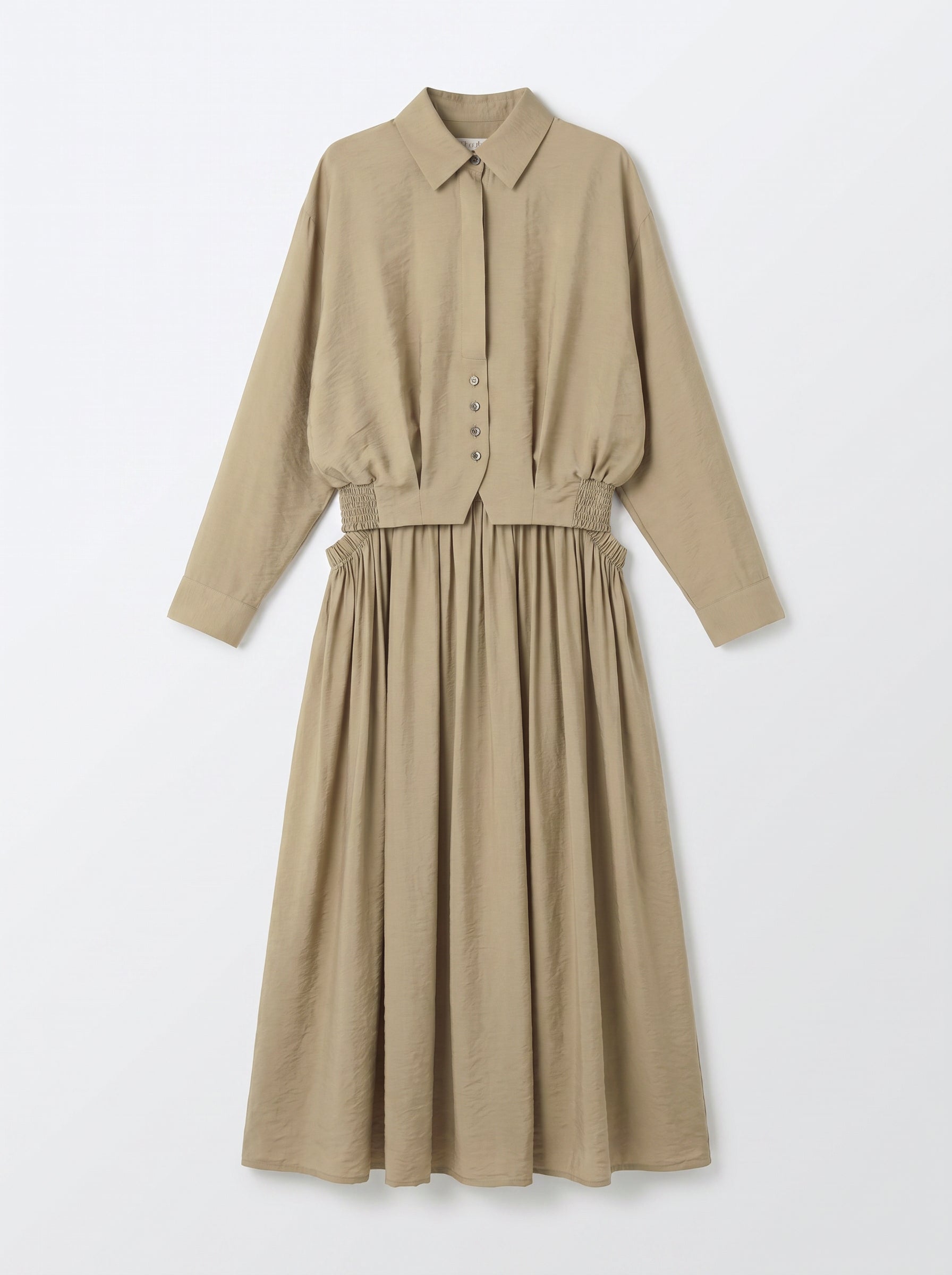 8281 Olive Shirt And Skirt Set For Women