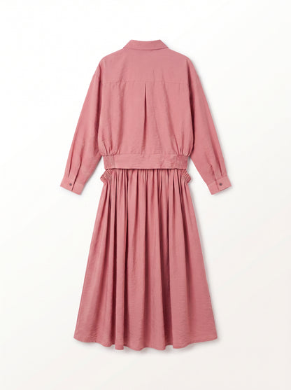 8281 Pink Shirt And Skirt Set For Women
