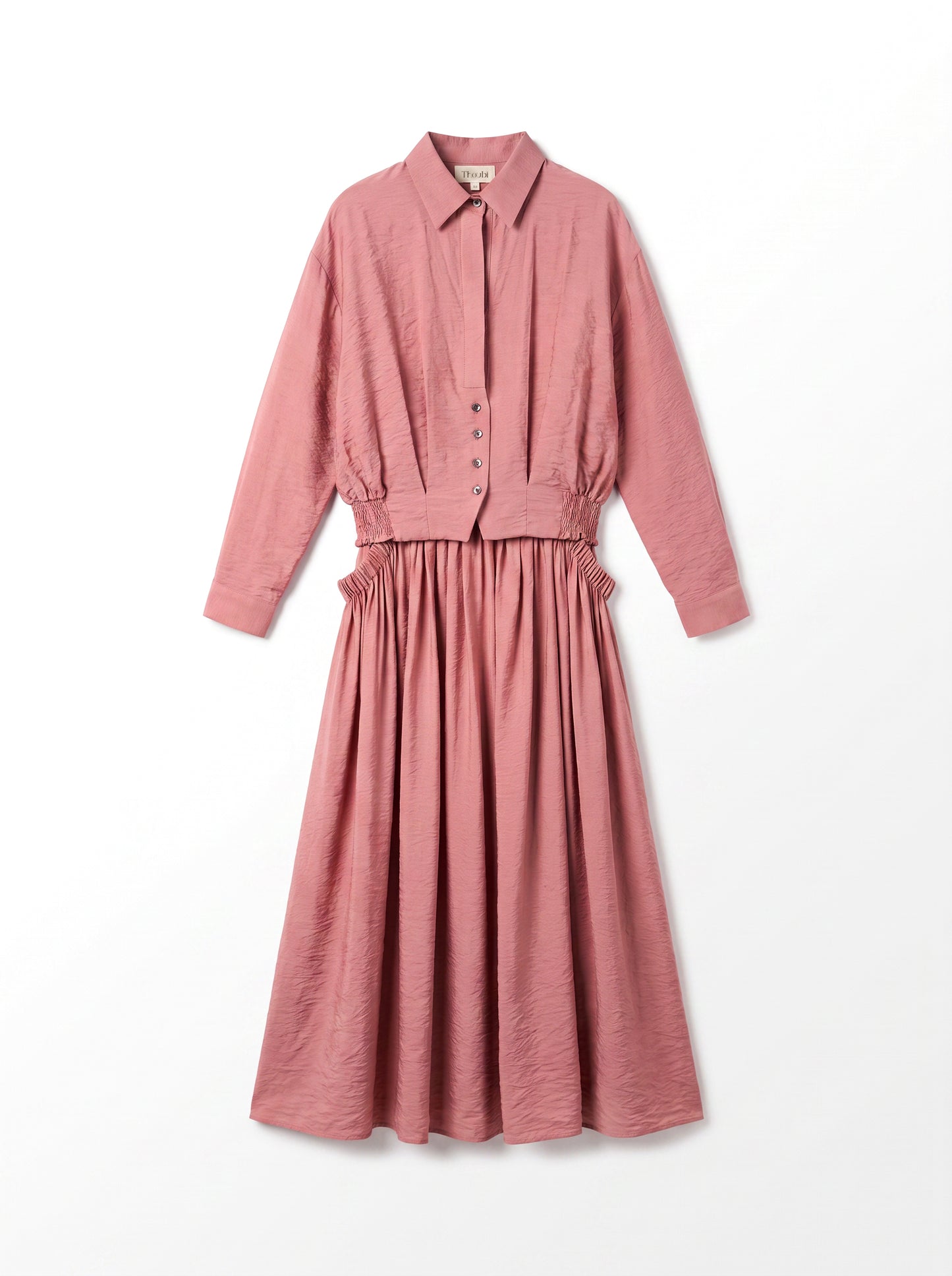 8281 Pink Shirt And Skirt Set For Women
