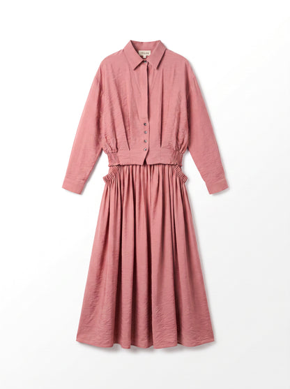8281 Pink Shirt And Skirt Set For Women