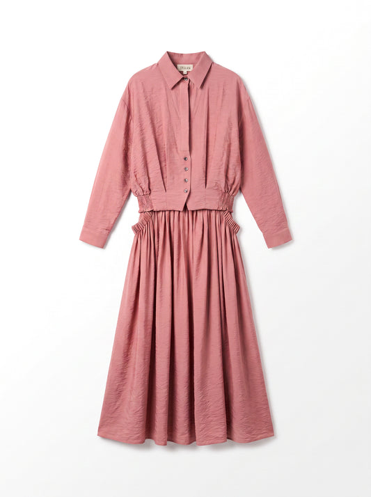 8281 Pink Shirt And Skirt Set For Women