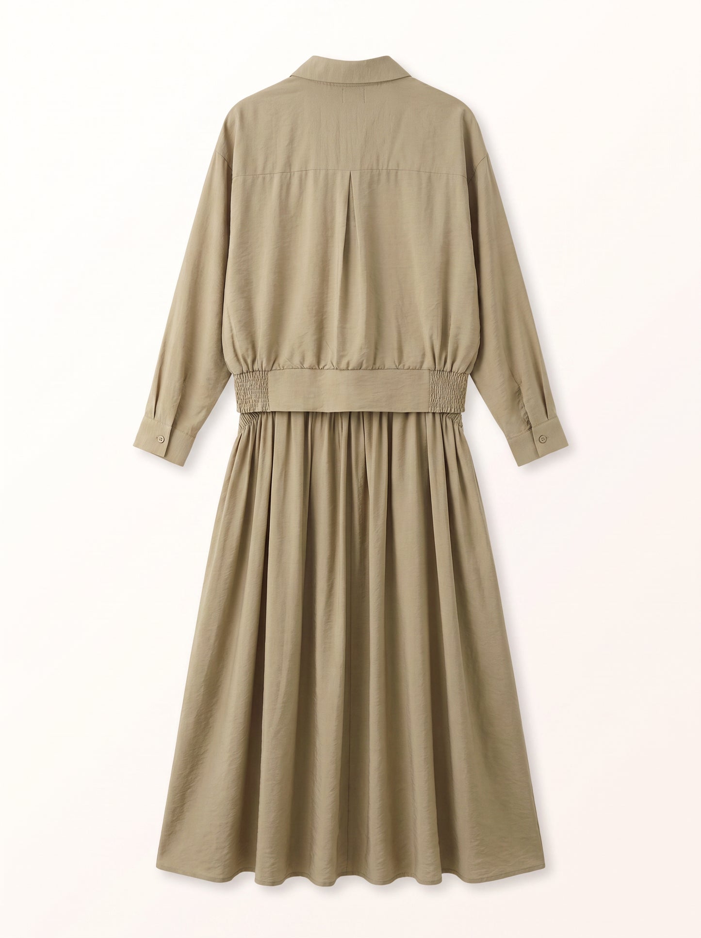 8281 Olive Shirt And Skirt Set For Women