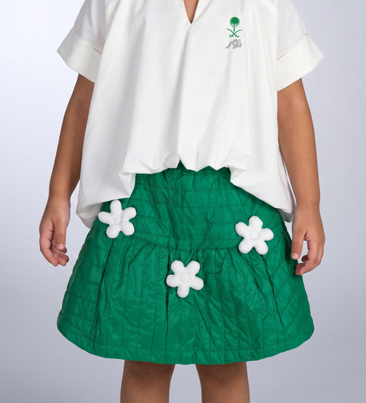 7922 Saudi Green Flower Skirt For Girls