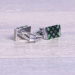 Picture of Silver Cufflink With Black &amp; Green Stones