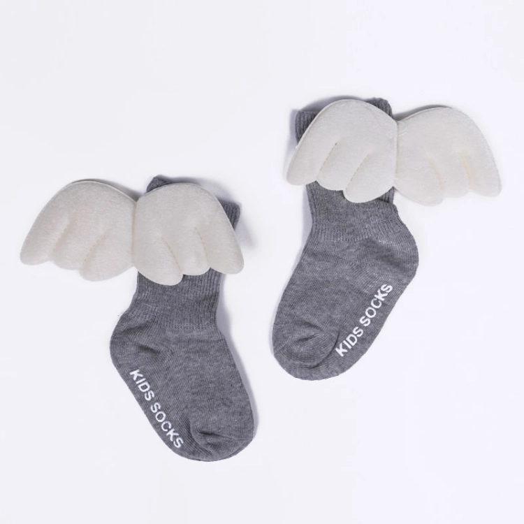 Picture of Grey Short Socks With Wings For Girls