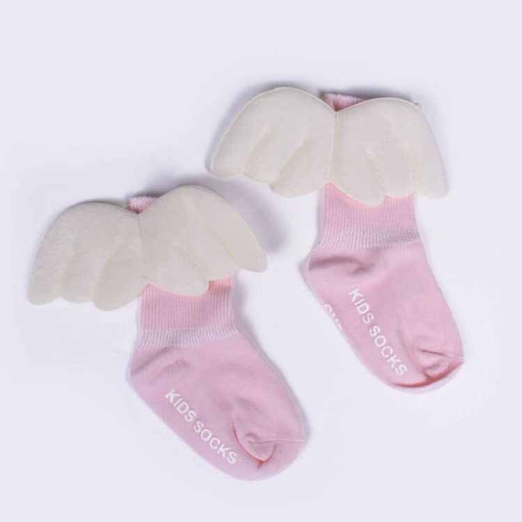 Picture of Pink Short Socks With Wings For Girls