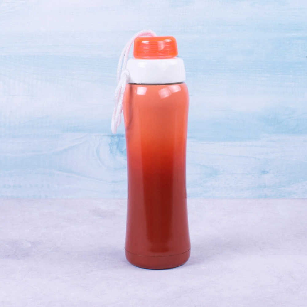 صورة حافظة للمشروبات الساخنة والباردة 500مل مع مصفاة للشاى باللون البرتقالى