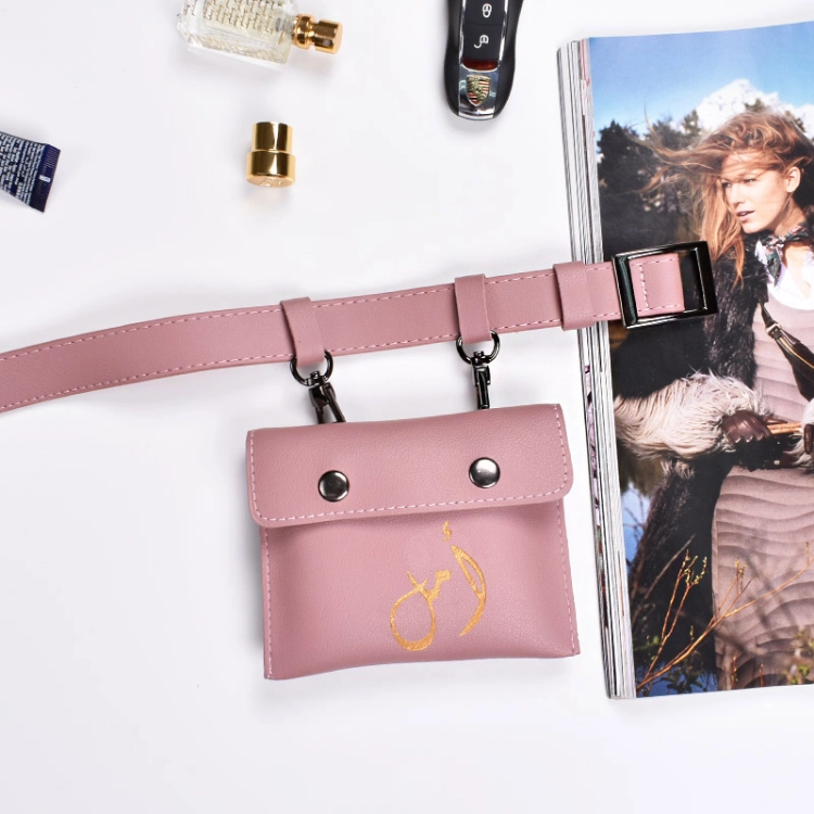 Picture of Pink Leather Belt Bag For Women (With Name Printing)