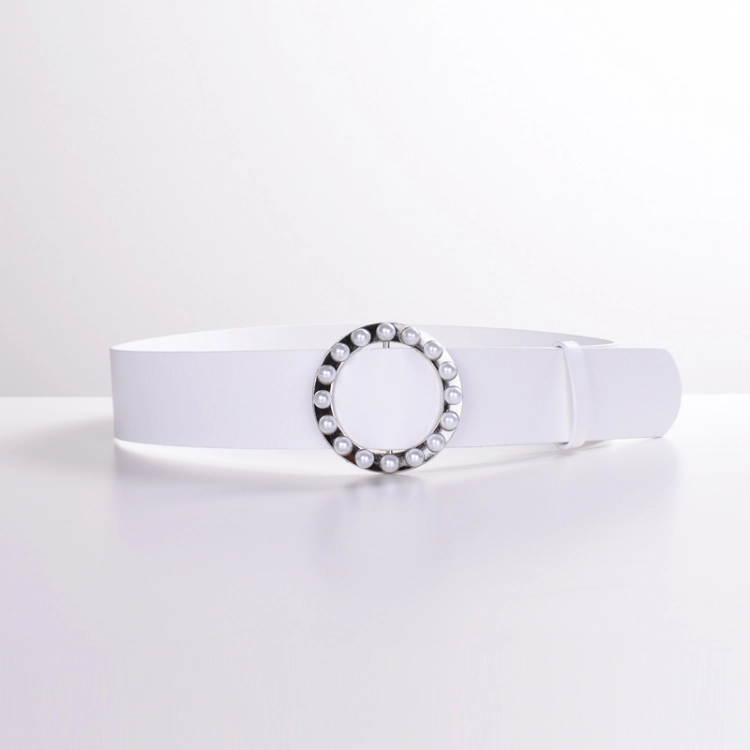 Picture of Broad White Belt with Pearl for Women