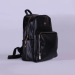 Picture of Black Leather Maternity Backpack With Changing Pad Travel (With Name Embroidery)