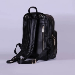Picture of Black Leather Maternity Backpack With Changing Pad Travel (With Name Embroidery)