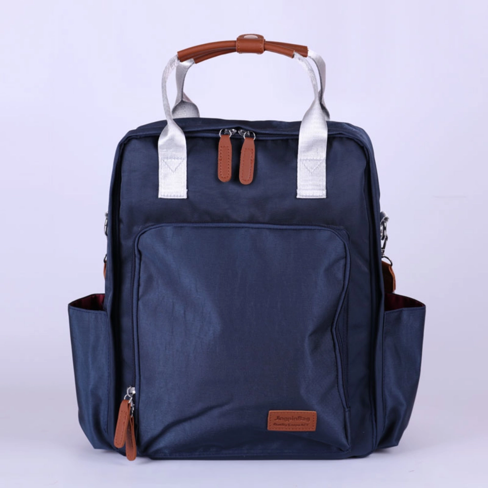Picture of Navy Blue With Grey Strap Maternity Backpack For Baby Care (With Name Embroidery)