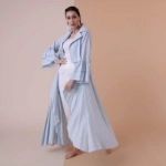 Picture of Blue Bisht With Long Collar For Women