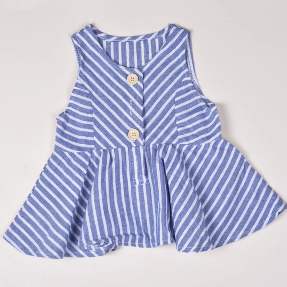Picture of Sleeveless Blue And White Stripes Dress For Babies