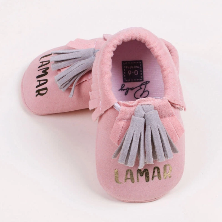 Picture of Pink Shoes With Gray Karkocha For Babies (With Name Printing)