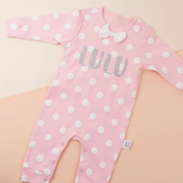 Picture of Pink Polka Dot Gentlemen Suit For Baby (With Name Printing Option)
