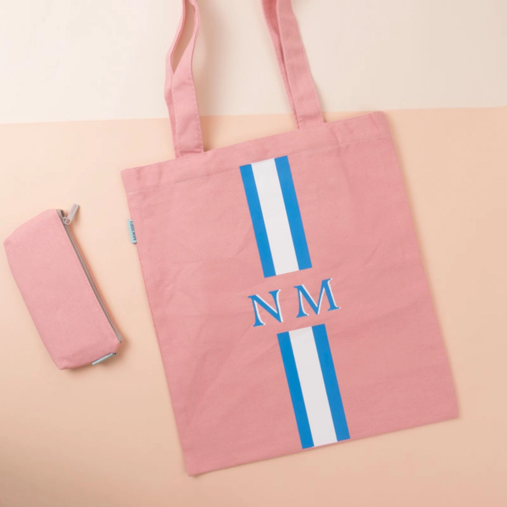 Picture of Set Of Pink Shoulder Bag With Pouch (With Alphabet Printing)