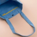 صورة سماوي طقم حقيبة كتف قطنية و الحقيبة القرطاسية (مع طباعة الحروف)