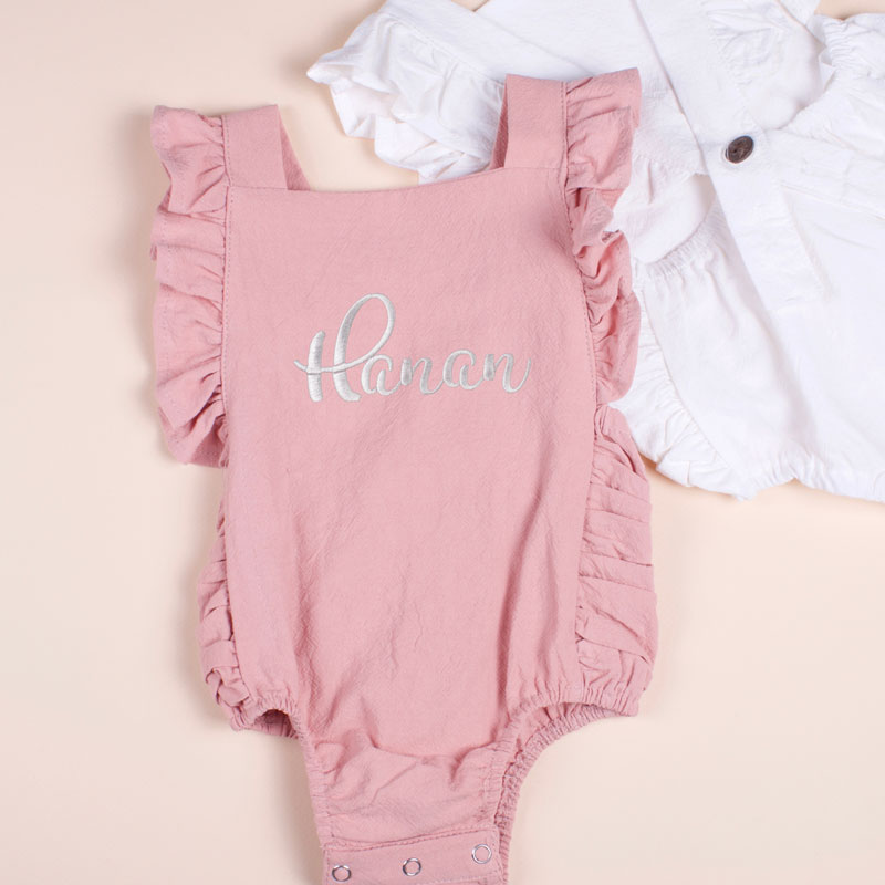 صورة Pink Sleeveless Suit For Babies (With Name Embroidery)