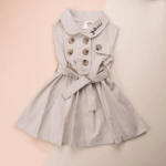 Picture of Beige Sleeveless Dress With Buttons For Girls (With Name Printing)
