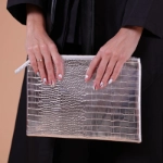 صورة حقيبة يد فضية للنساء