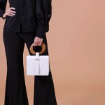 Picture of White Handbag With Wood Handle For Women