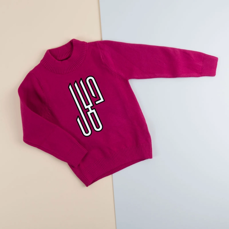 Fuchsia Winter Pullover For Kids (With Name Embroidery)