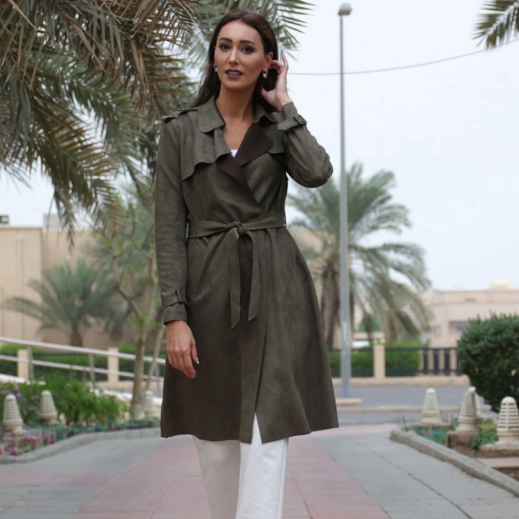 Picture of Olive Green Long Top Dress For Women