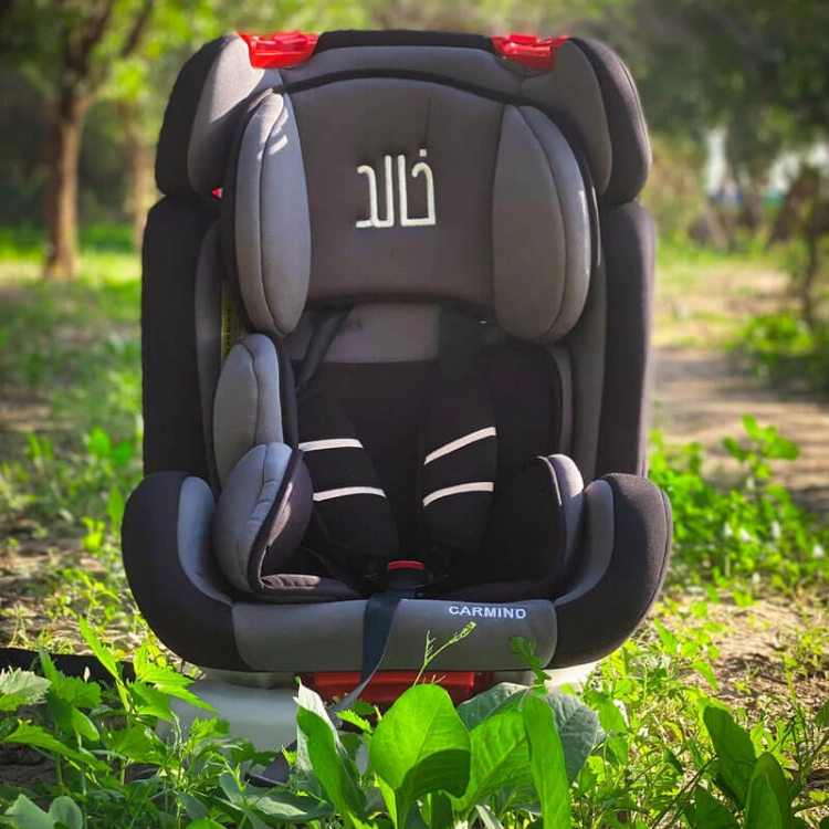 صورة مقعد سيارة سلامة للأطفال (مع رسوم تطريز الاسم)