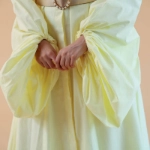 Picture of Lemon Yellow Cotton Daraa With Puffy Sleeves And Belt For Women