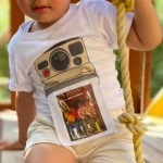 Picture of White Camera T-Shirt With Custom Picture For Kids (With Picture Printing)