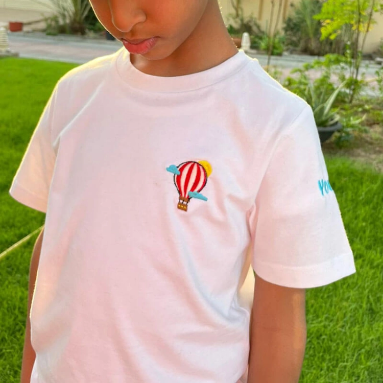 Picture of Air Balloon Design Slim Fit T-Shirt For Kids (With Name Embroidery)