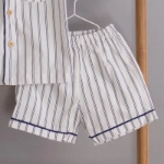 Picture of White And Navy Pajama Set For Kids (With Name Embroidery Option)