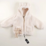 Picture of Off White Teddy Jacket Hoodie For Baby Girl (With Name Embroidery Option)