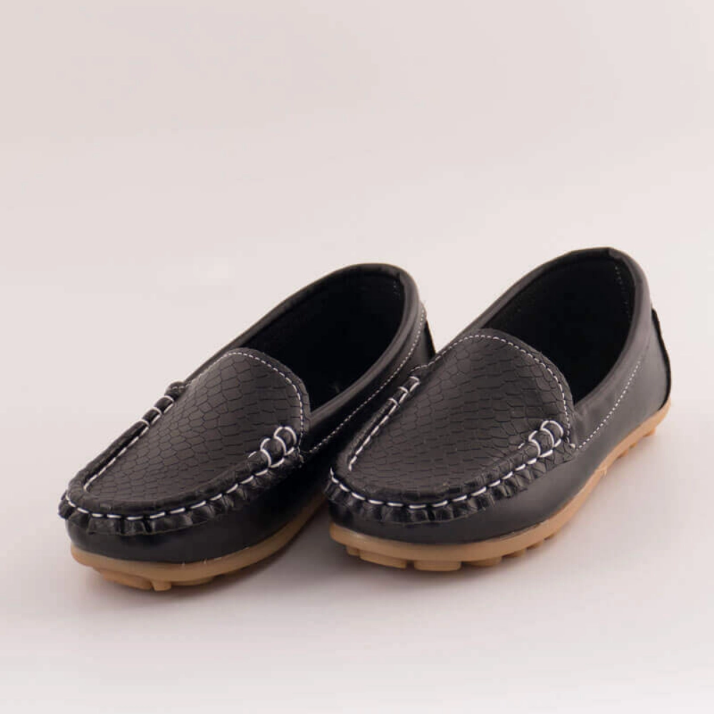Picture of Black Leather Loafer Shoes For Boys