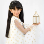 Picture of White Daraa With Golden Stars For Girls