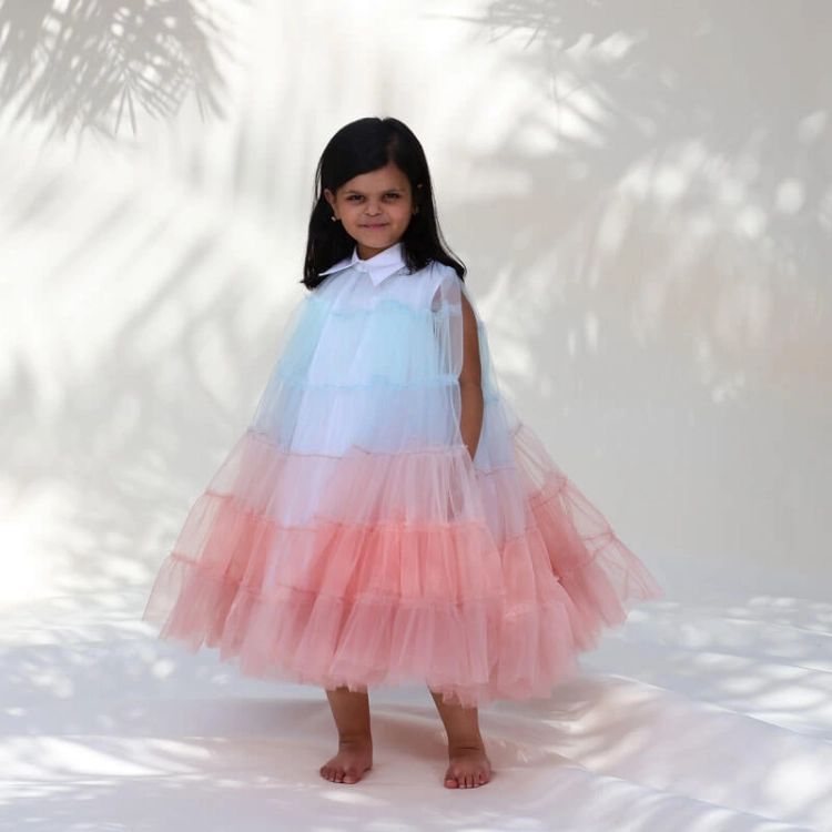 Picture of White And Pink Shaded Dress For Girls