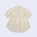 Picture of Tiya Beige Dress For Girls With Buttons Front B0027 (With Embroidery Option)