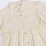 Picture of Tiya Beige Dress For Girls With Buttons Front B0027 (With Embroidery Option)