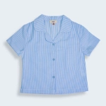 Picture of Tiya Striped Blue Pajama Set For Girls (With Embroidery Option)