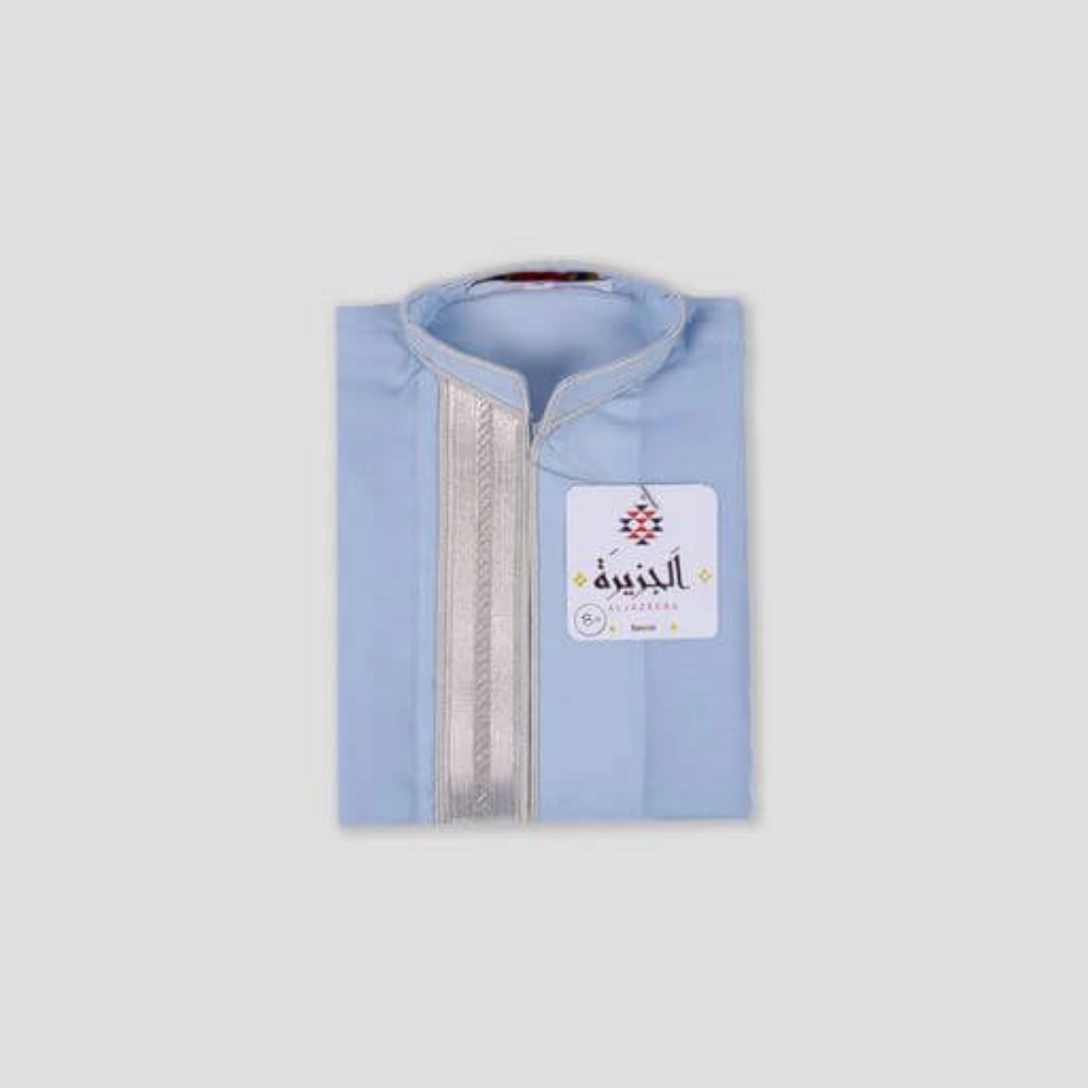Picture of Sky Blue Dagla With Silver Embroidery For Boys (With Name Embroidery Option)