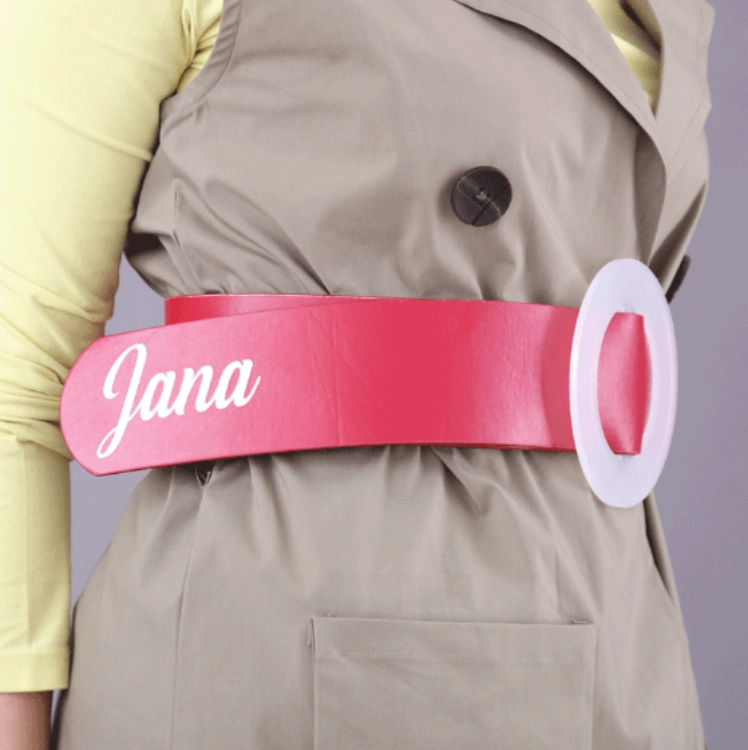 Picture of Large Red Belt with Transparent Piece for Women (With Name Printing)
